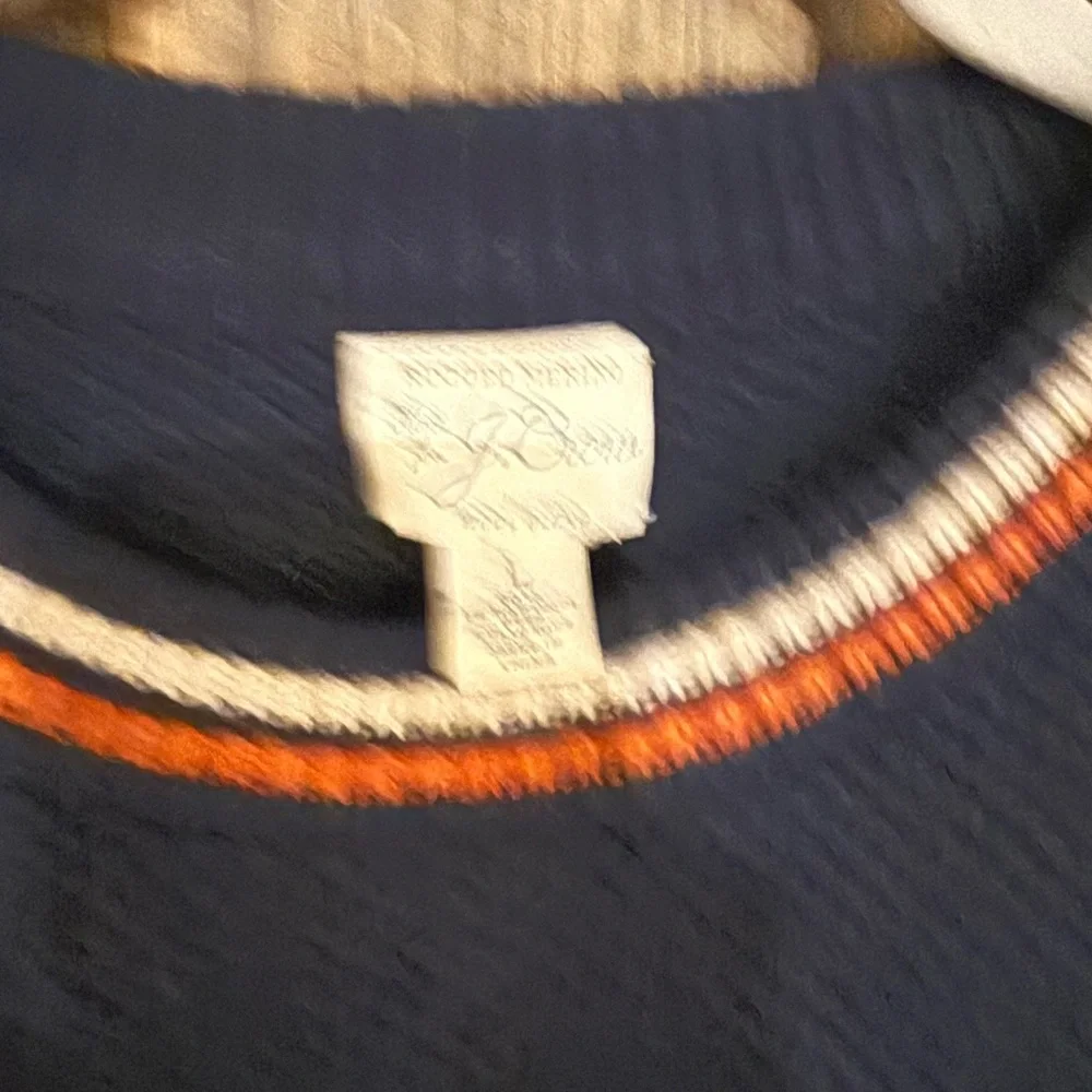 J. Crew Rugged Merino Crewneck Sweater Men’s Large Navy Stripe Collar Preppy